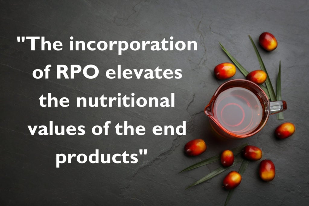 The incorporation of RPO elevates the nutritional values of the end products
